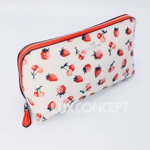 COACH Strawberry & Cherry Fruit Cosmetic Makeup Bg